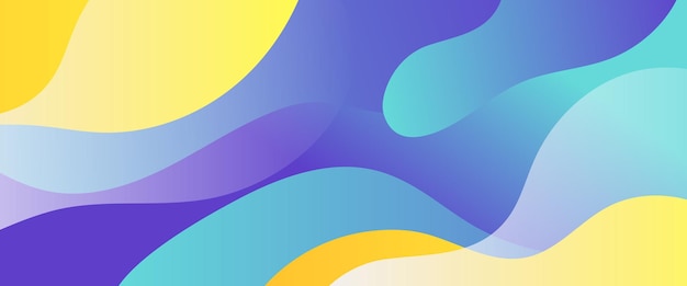 Blue white and yellow vector simple minimalist style abstract gradient banner design with waves and liquid shapes Vector for presentations flyer poster background annual report invitation