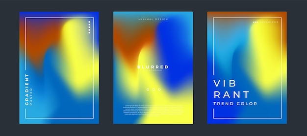 blurred backgrounds set with modern abstract color gradient templates for posters flyers and cards