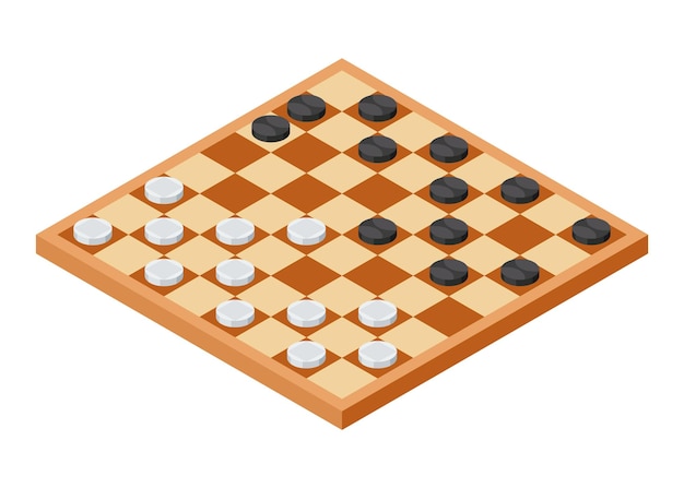 board game flat isometric view isolated colored icon of checkerboard cartoon family table game for