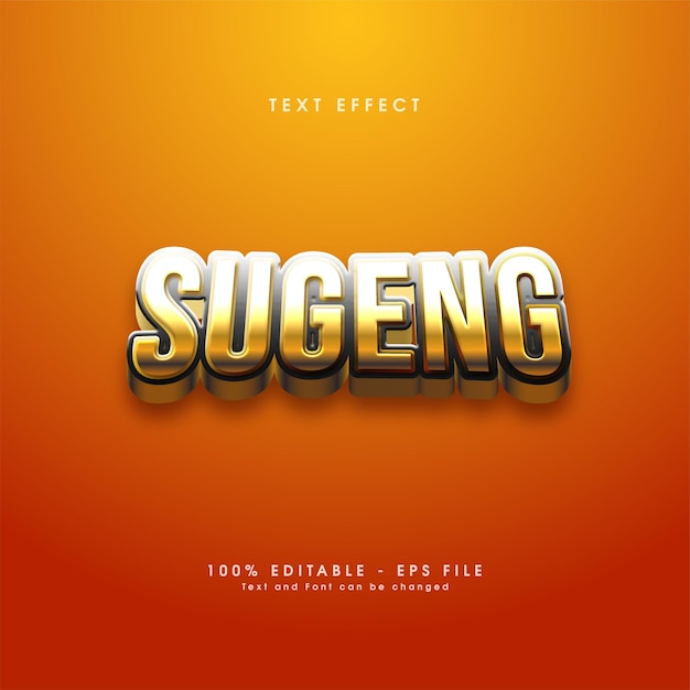 Bold 3d text effect with golden writing