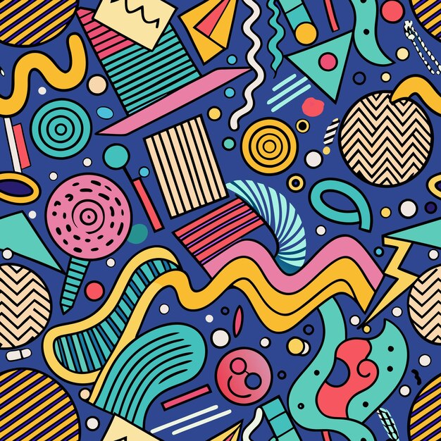 Bold Geometric Shapes and Patterns A Vibrant 90s Retro Design