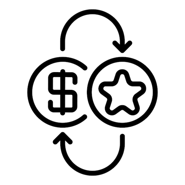 bonus convert coin icon outline bonus convert coin vector icon for web design isolated on white background