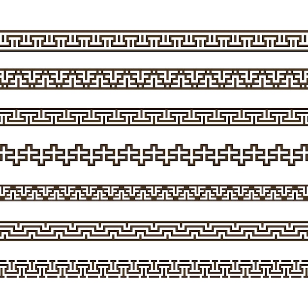 Border decoration ancient patterns geometric line seamless pattern fabric textile texture style