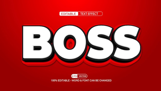 Boss editable text effect vector 3d style with background