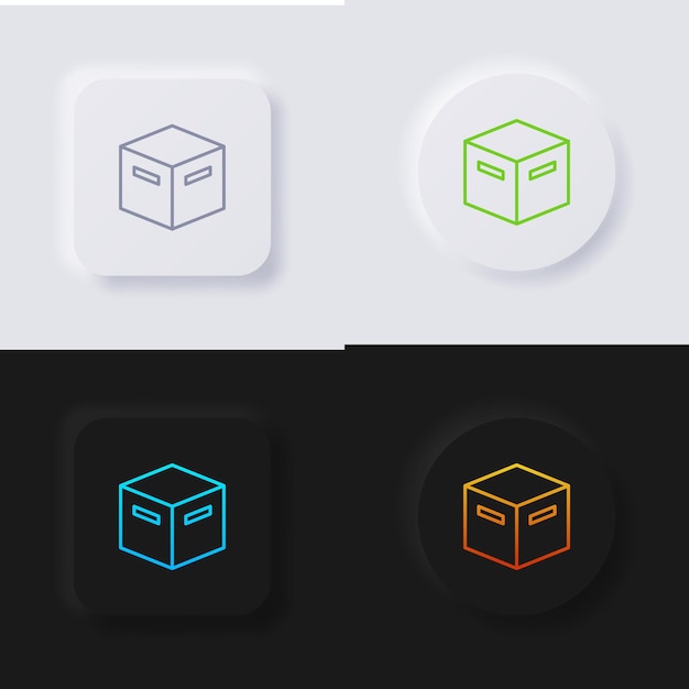 Box icon set Multicolor neumorphism button soft UI Design for Web design Application UI and more Icon set Button Vector