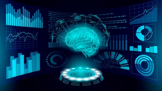 Brain diagnostic treatment low poly 3d hud drug nootropic stimulant smart display medicine cognitive