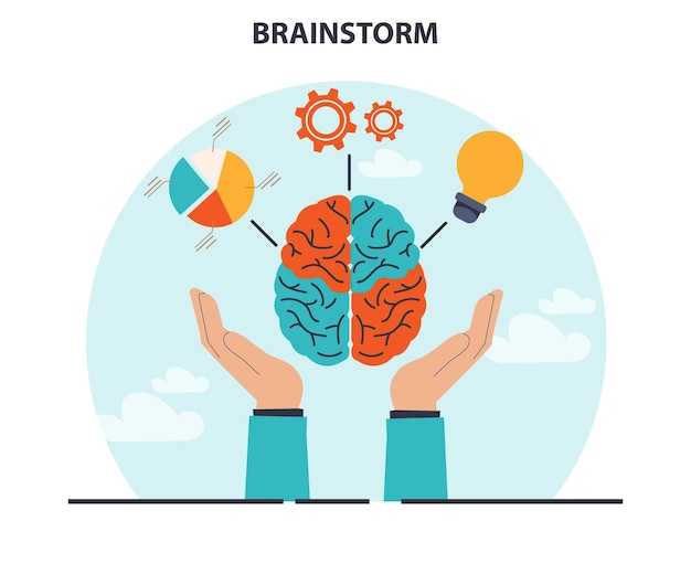 Brainstorm New idea generation in teamwork discussion Creative character