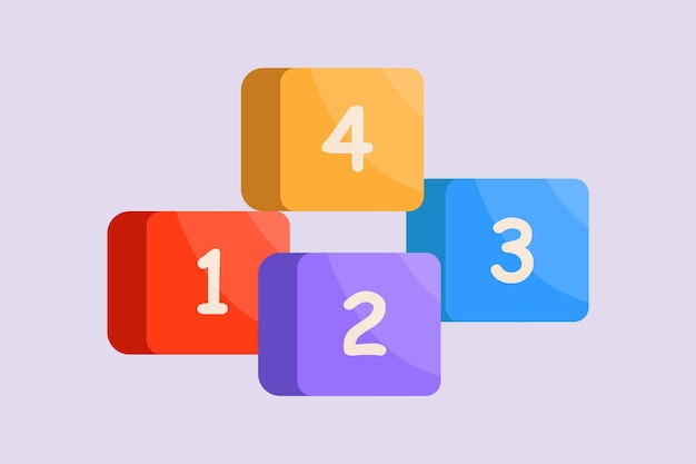 bricks with numbers numeral cube concept colored flat vector illustration isolated