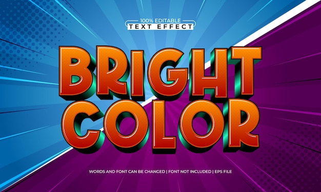 bright color editable text effect with a comic and cartoon text style