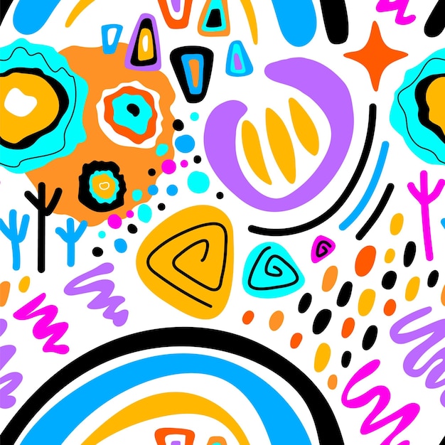 Bright colorful abstract background. Motley seamless pattern. Geometric shapes on white background