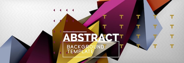 Bright colorful triangular poly 3d composition abstract geometric background minimal design polygonal futuristic poster template