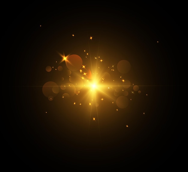 bright flash of light with lens flares and rays 