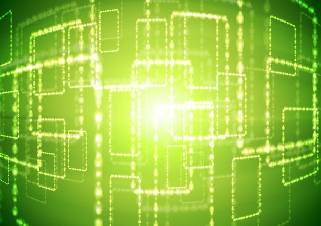Bright green abstract background with shiny squares. Vector design