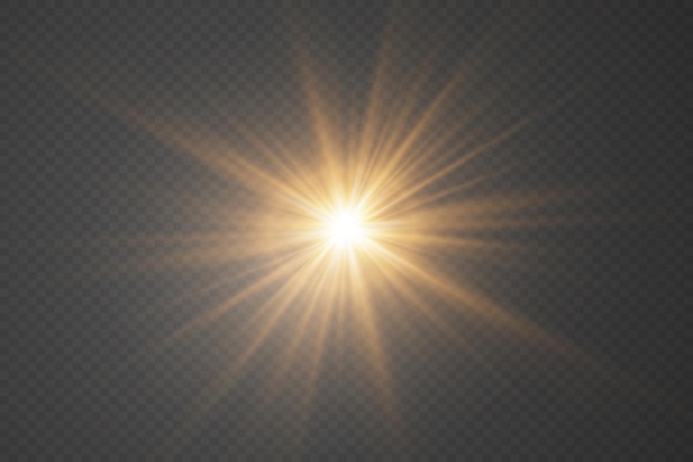 bright light effect with rays and glare flash of star and light