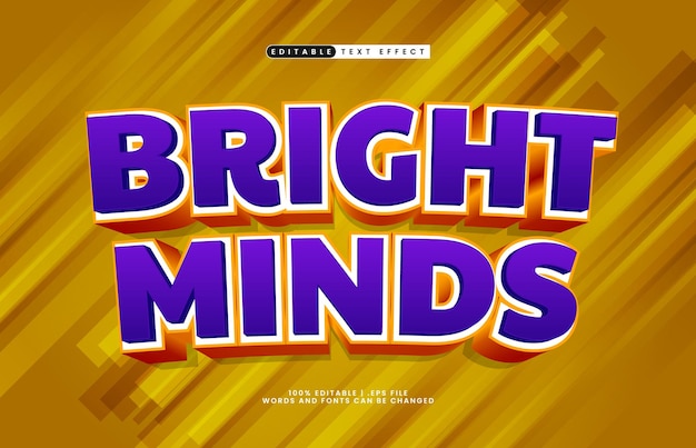 bright minds editable text effect with a kids and play text style