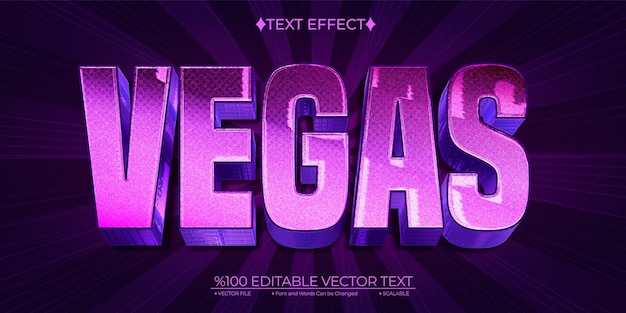 bright purple vegas editable vector 3d text effect