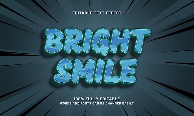 bright smile editable text effect with a greet good and best theme