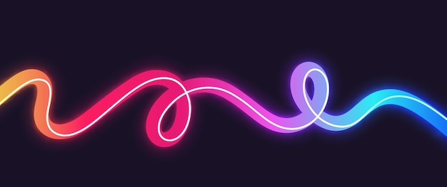 Bright wavy gradient neon line Liquid dynamic colorful form flowing flow in motion