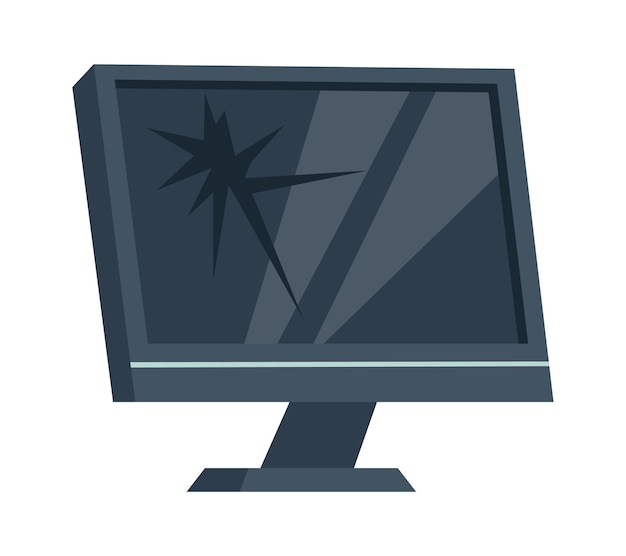 Broken computer monitor illustration Electronic device element