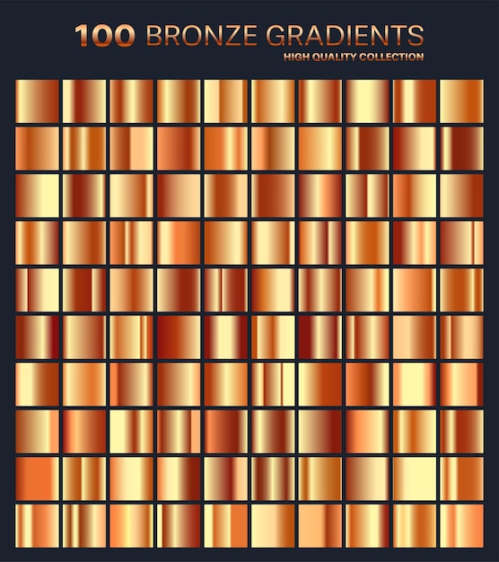 Bronze gradient pattern template set of colors for design collection of high quality gradients