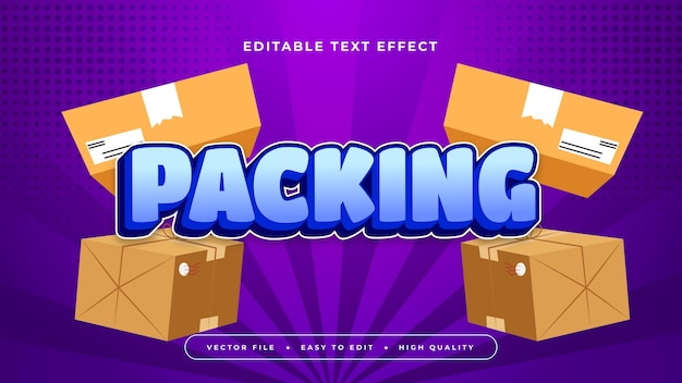 Brown blue and purple violet packing 3d editable text effect font style