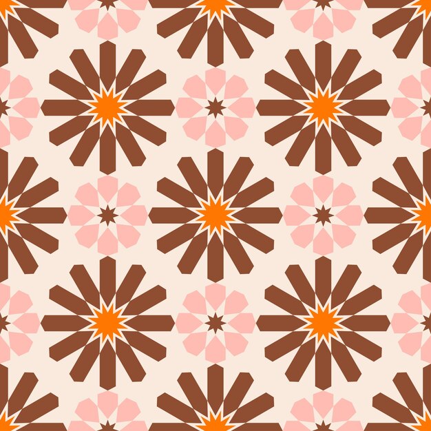 Brown orange and pink Moroccan tiles Zellige seamless pattern colorful mosaics