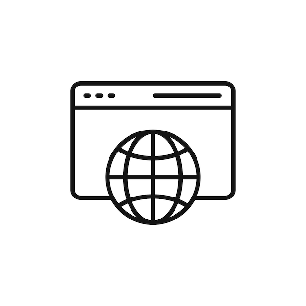 Browser icon set visit website webpage vector symbol browse web page sign computer browser window pictogram in black filled and outlined style