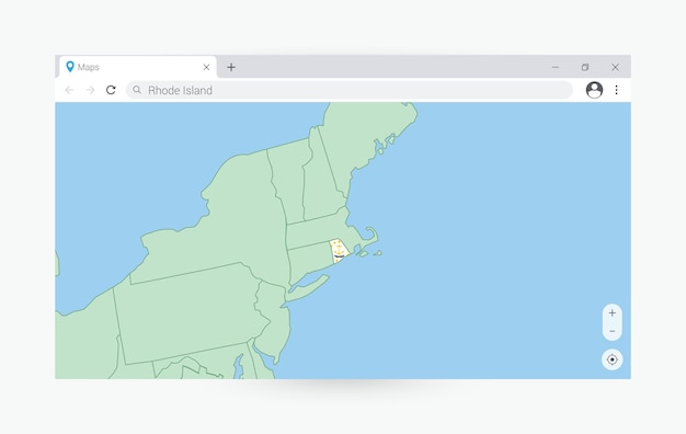 browser window with map of rhode island searching rhode island in internet