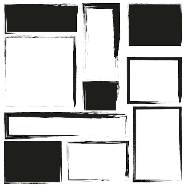 brush rectangles frames edge frame hand drawn style vector illustration stock image
