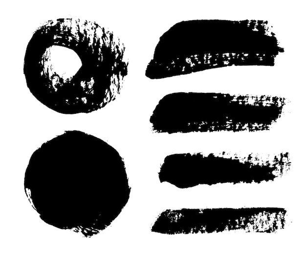brush strokes vector paintbrush set grunge design elements rectangle text box thin dirty distress texture banners ink splatters grungy painted round circle frame