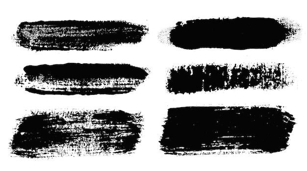 Brush strokes Vector paintbrush set Grunge design elements Rectangle text boxes Dirty distress texture banners Ink splatters Grungy painted objects Fabric imprint Textile cloth material