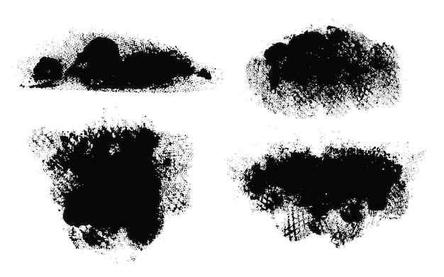 Brush strokes Vector paintbrush set Grunge design elements Rectangle text boxes Dirty distress texture banners Ink splatters Grungy painted objects Fabric imprint Textile cloth material