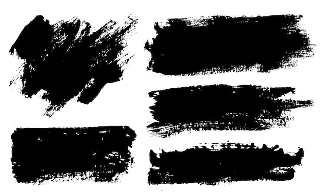 Brush strokes Vector paintbrushes set Grunge design elements Rectangle text boxes speech bubbles Dirty distress texture banners Ink splatters Grungy painted texture
