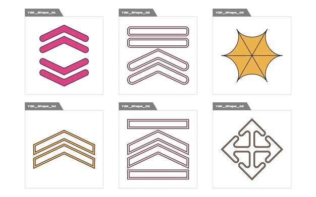 Brutalism shapes Big collection of abstract graphic geometric symbols Elements for graphic decoration
