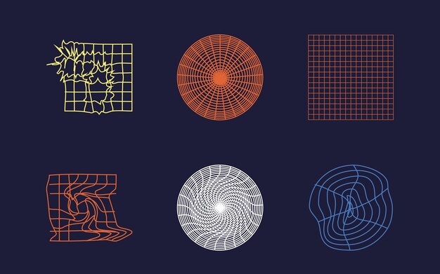 Brutalism shapes Retro futuristic graphic ornaments Flat minimalist icons
