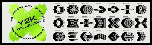 Brutalism shapes Trendy geometric design elements Abstract bauhaus forms