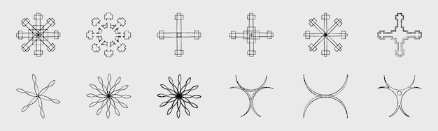 Brutalism shapes Trendy geometric design elements Simple shapes forms