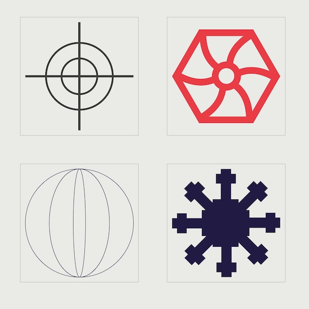 Brutalism shapes Trendy geometric postmodern figures Flat minimalist icons