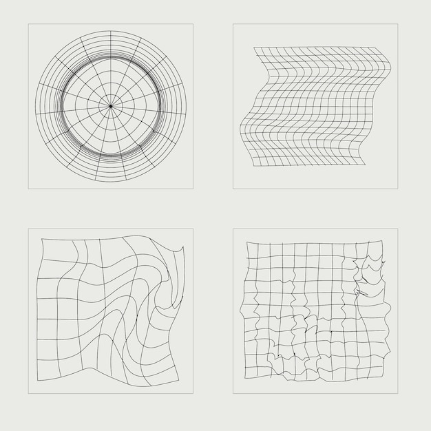 Brutalism shapes Trendy geometric postmodern figures Flat minimalist icons