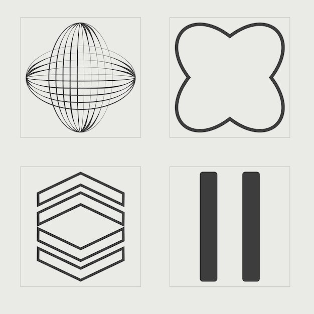 Brutalism shapes Trendy geometric postmodern figures Modern abstract forms