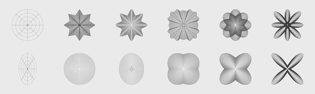 Brutalismin muodot Kokoelma abstrakteja graafisia geometrisiä symboleja Abstrakteja Bauhaus-muotoja