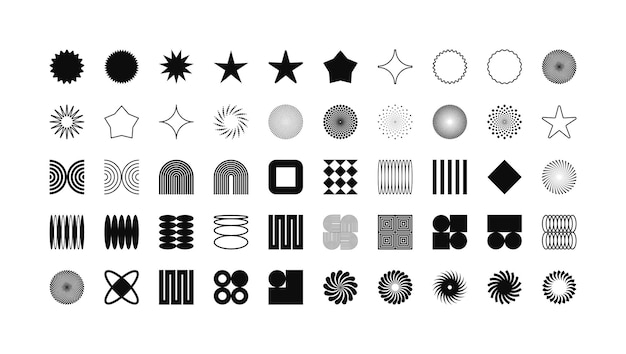 brutalist geometric shapes modern symbols simple primitive elements and forms retro design trendy