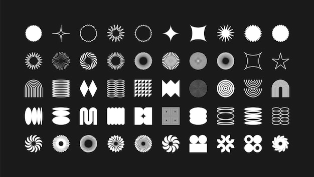 brutalist geometric shapes modern symbols simple primitive elements and forms retro design trendy