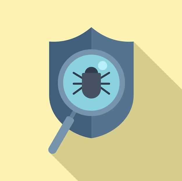 bug shield icon flat vector virus hacker online threat