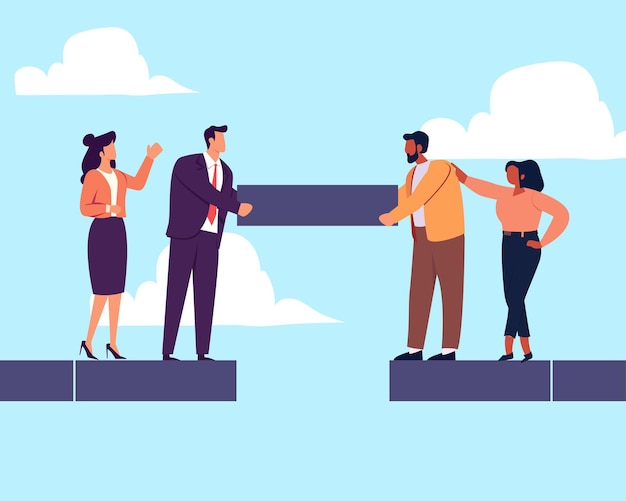 build business bridge connect path together solution or teamwork idea cooperation or collaboration