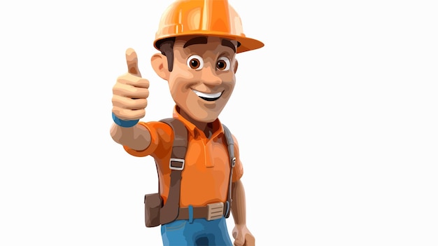 Builder Pointing Down 3D Image with Work Path