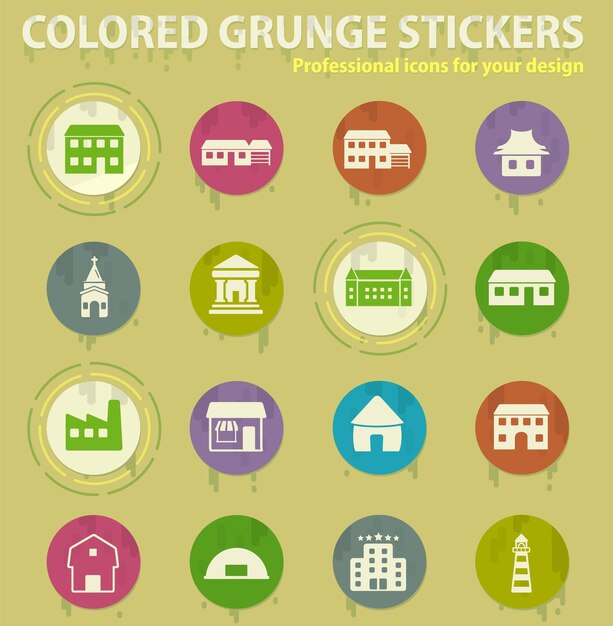 Building colored grunge icons
