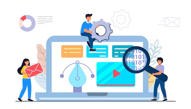 Building website project as programming homepage process Abstract design work Web elements layout