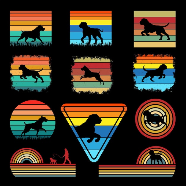 bullmastiff retro vector bullmastiff retro tshirt design vector bundle