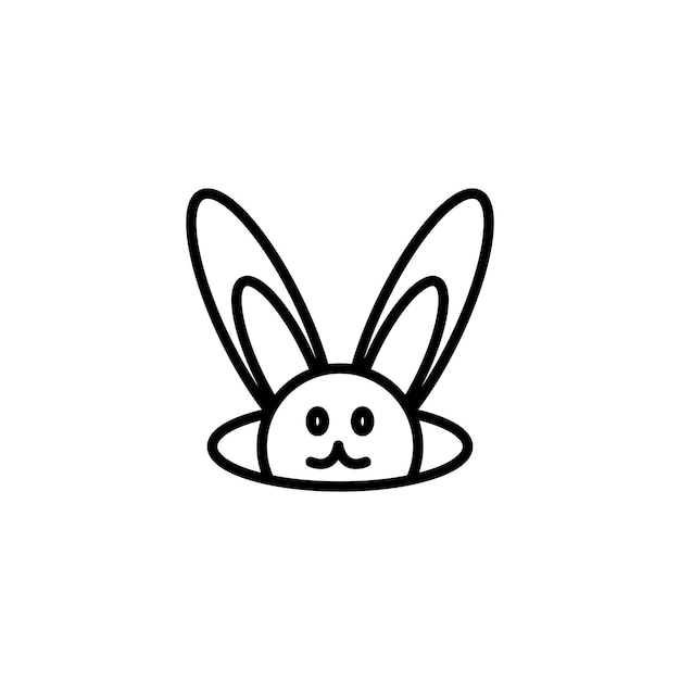 bunny in hole icon set rabbit inside hole in a black filled and outlined style